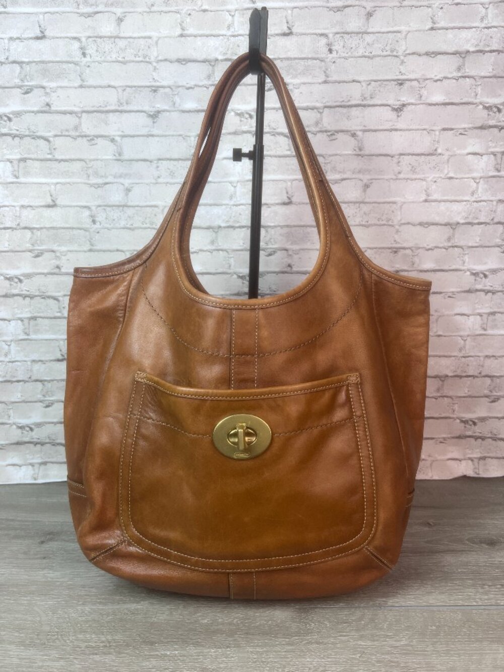 Vintage 90’s Coach Legacy Ergo Tote Shoulder Bag Saddle Brown Leather